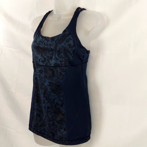 Lululemon Inkwell Paisley Energy Tank Top with Bra - Picture 3 of 11